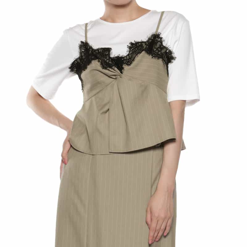 BARNEYS NEW YORK セットアップ レース付キャミソール BEIGE