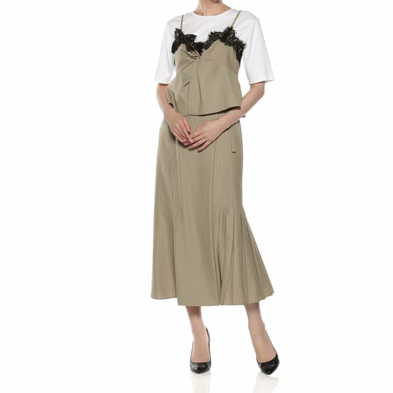 BARNEYS NEW YORK セットアップ レース付キャミソール BEIGE