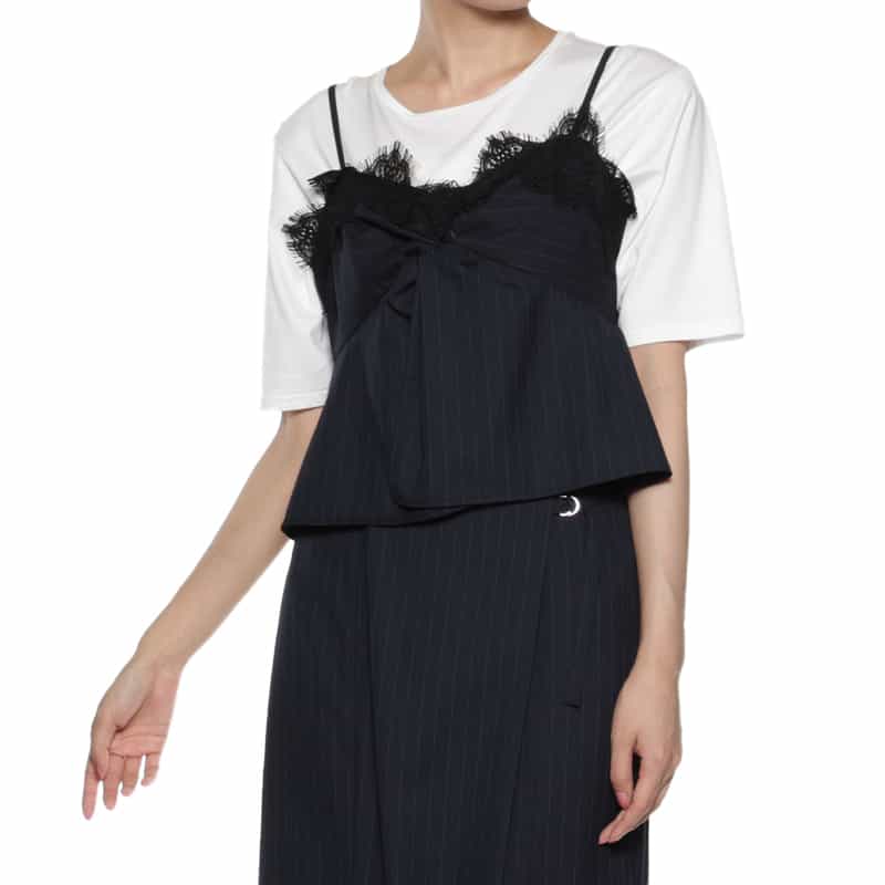 BARNEYS NEW YORK セットアップ レース付キャミソール NAVY