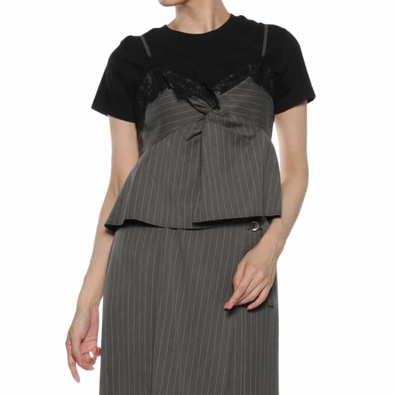 BARNEYS NEW YORK セットアップ レース付キャミソール GRAY