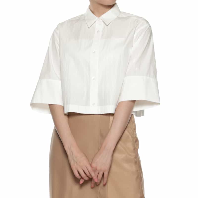 BARNEYS NEW YORK クロップドショートスリーブシャツ WHITE