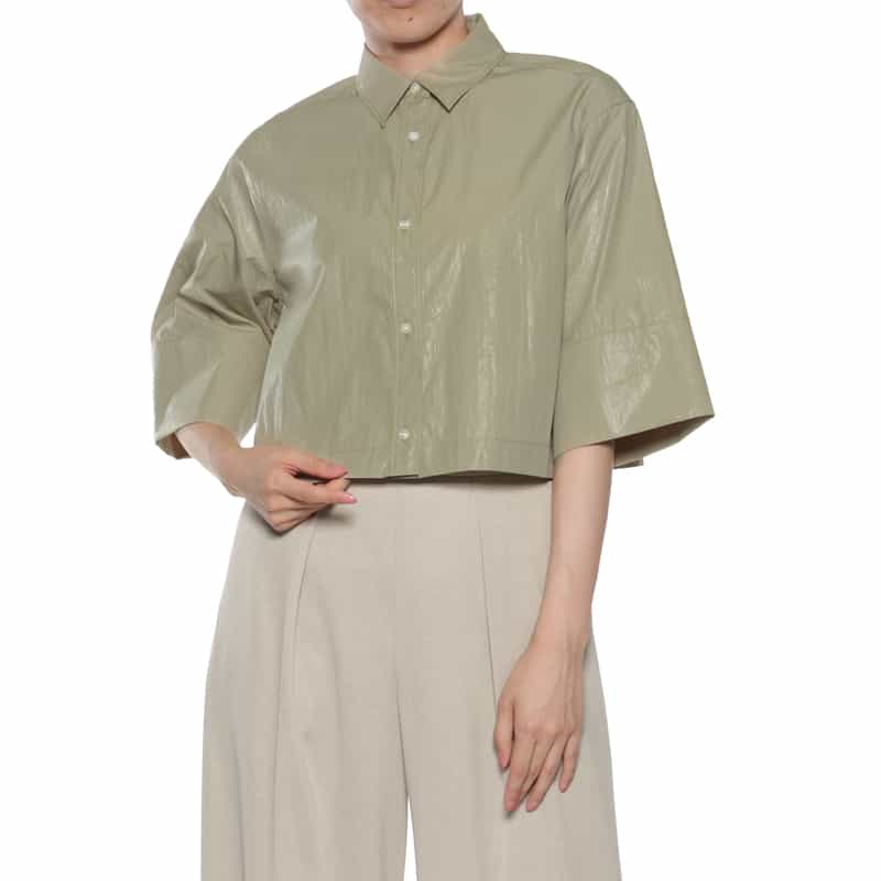 BARNEYS NEW YORK クロップドショートスリーブシャツ KHAKI