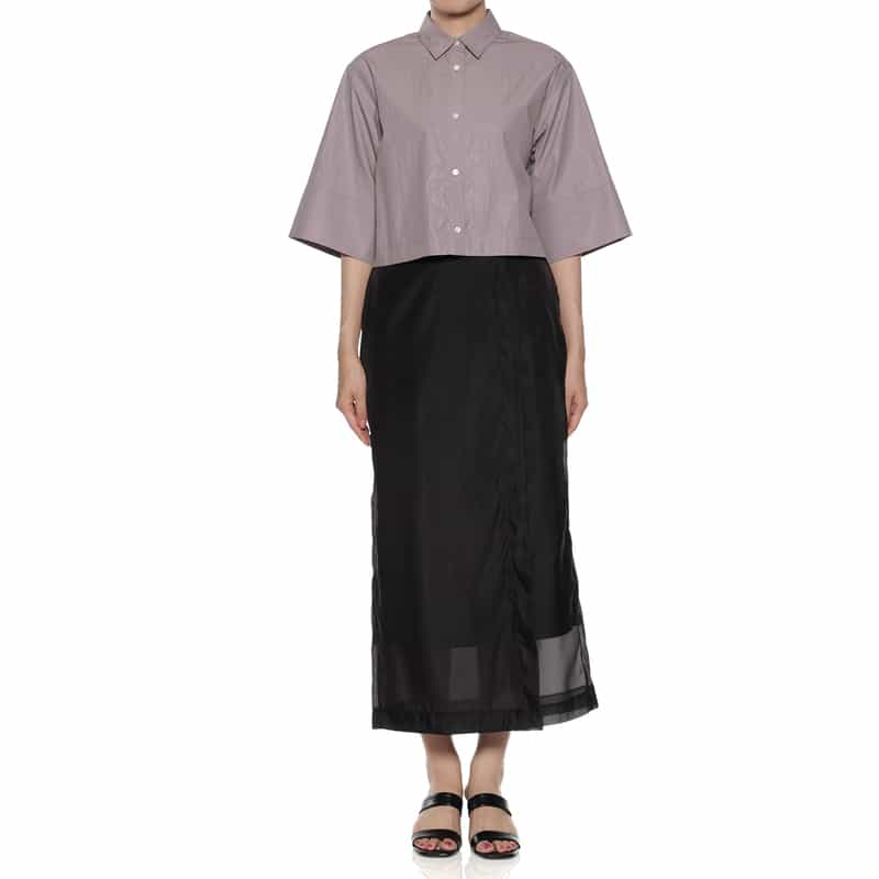 BARNEYS NEW YORK クロップドショートスリーブシャツ PURPLE