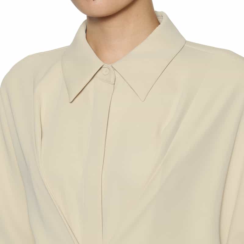 BARNEYS NEW YORK ウォッシャブル ウエストリボン付きドルマンスリーブドレス BEIGE