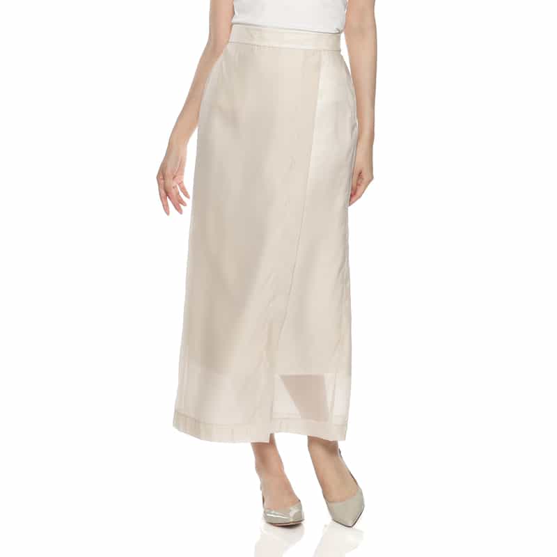 BARNEYS NEW YORK ウォッシャブル シアー素材レイヤードスカート LT BEIGE