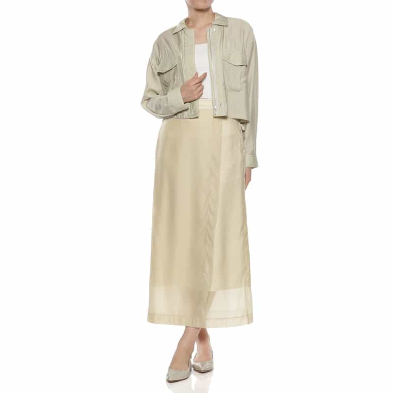 BARNEYS NEW YORK ウォッシャブル シアー素材レイヤードスカート LT BEIGE