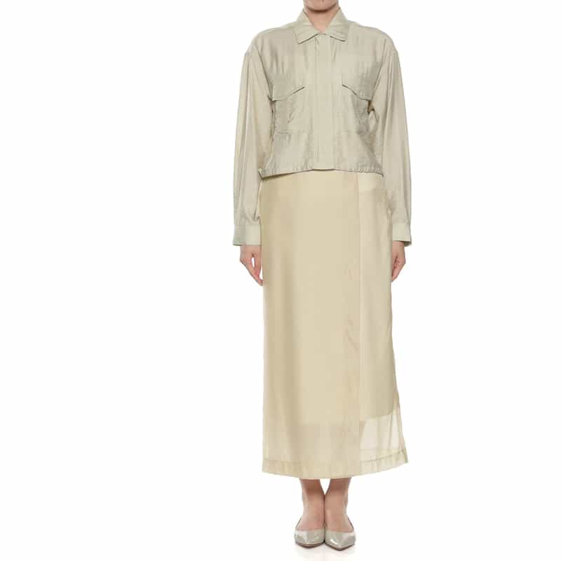 BARNEYS NEW YORK ウォッシャブル シアー素材レイヤードスカート LT BEIGE