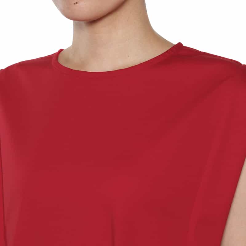 BARNEYS NEW YORK ウォッシャブル ショルダータック入りドレス RED