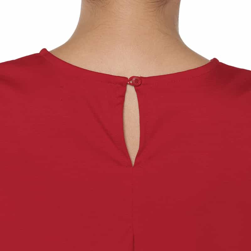 BARNEYS NEW YORK ウォッシャブル ショルダータック入りドレス RED