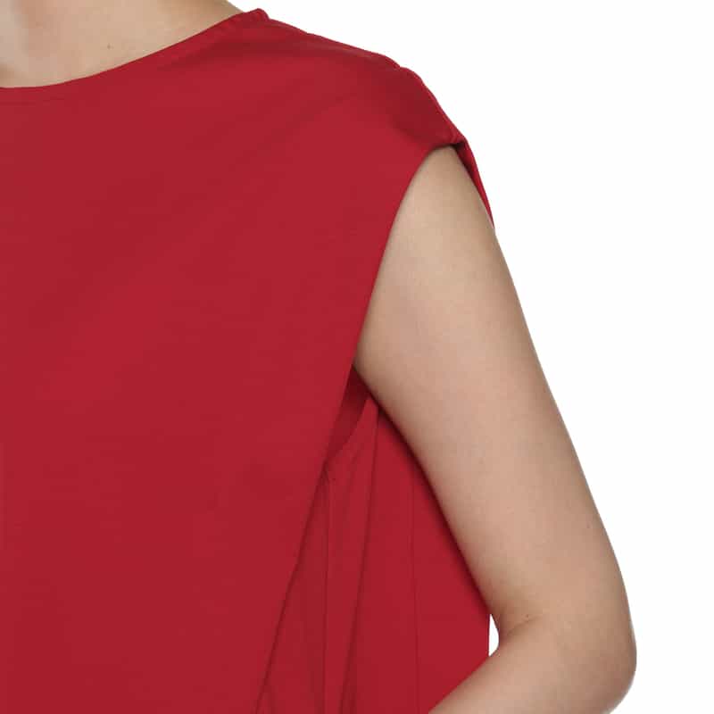 BARNEYS NEW YORK ウォッシャブル ショルダータック入りドレス RED