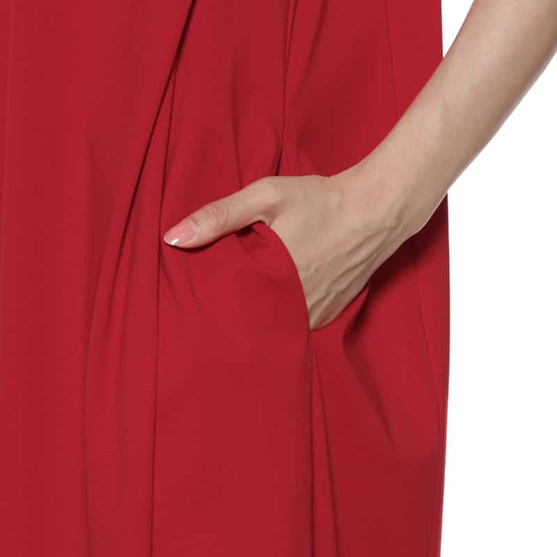 BARNEYS NEW YORK ウォッシャブル ショルダータック入りドレス RED