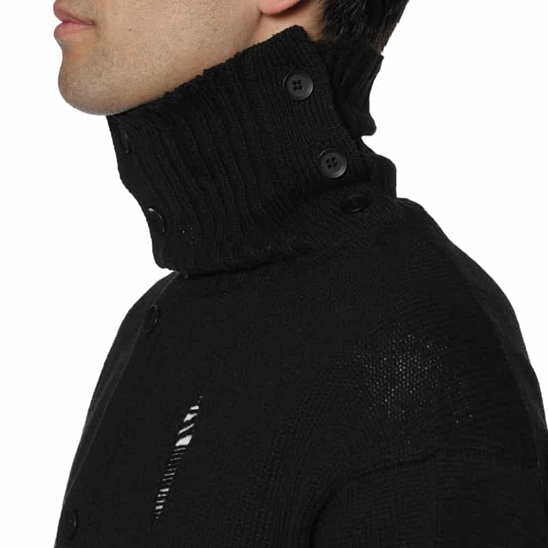 YOHJI YAMAMOTO YOHJI YAMAMOTO ＜ヨウジ ヤマモト＞ ダメージ加工ハイネックカーディガン BLACK