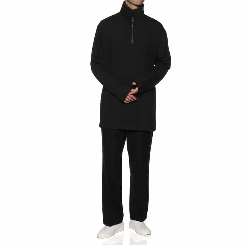 YOHJI YAMAMOTO YOHJI YAMAMOTO ＜ヨウジ ヤマモト＞ ハーフジップカットソー BLACK