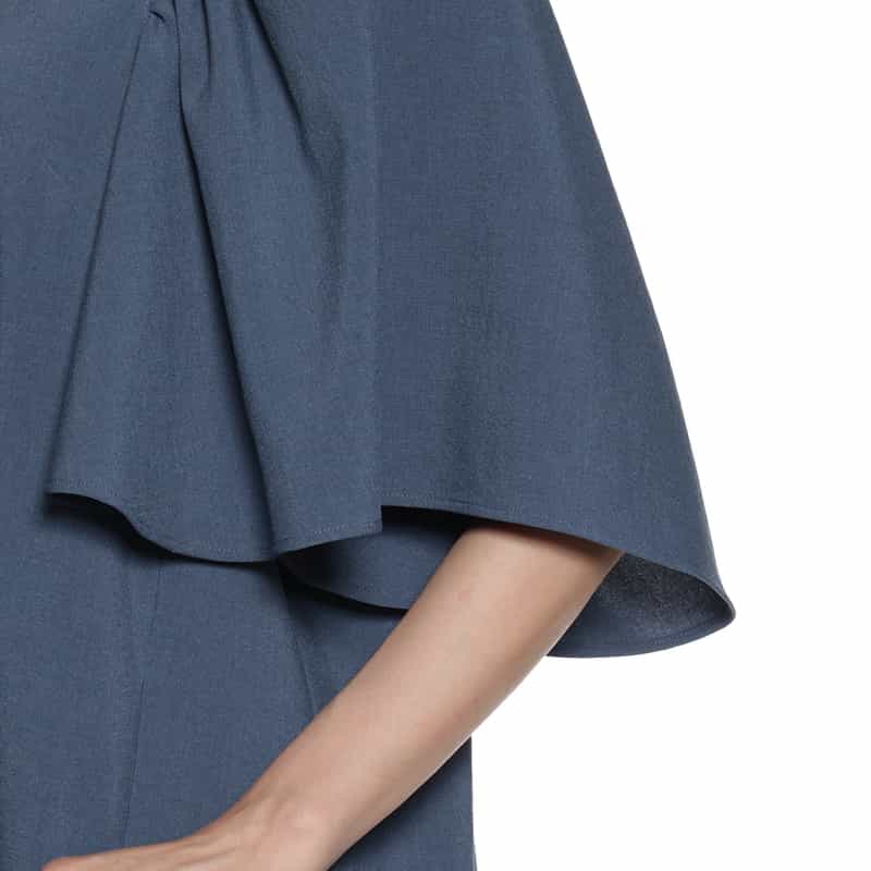 BARNEYS NEW YORK ウォッシャブル フレアスリーブドレス BLUE