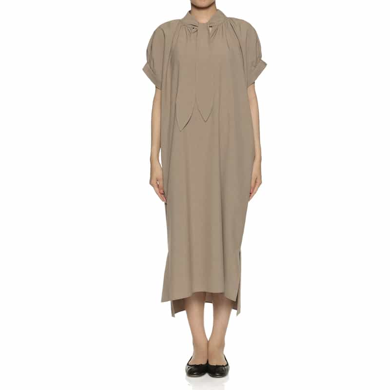 BARNEYS NEW YORK ウォッシャブル ボウタイドレス BEIGE