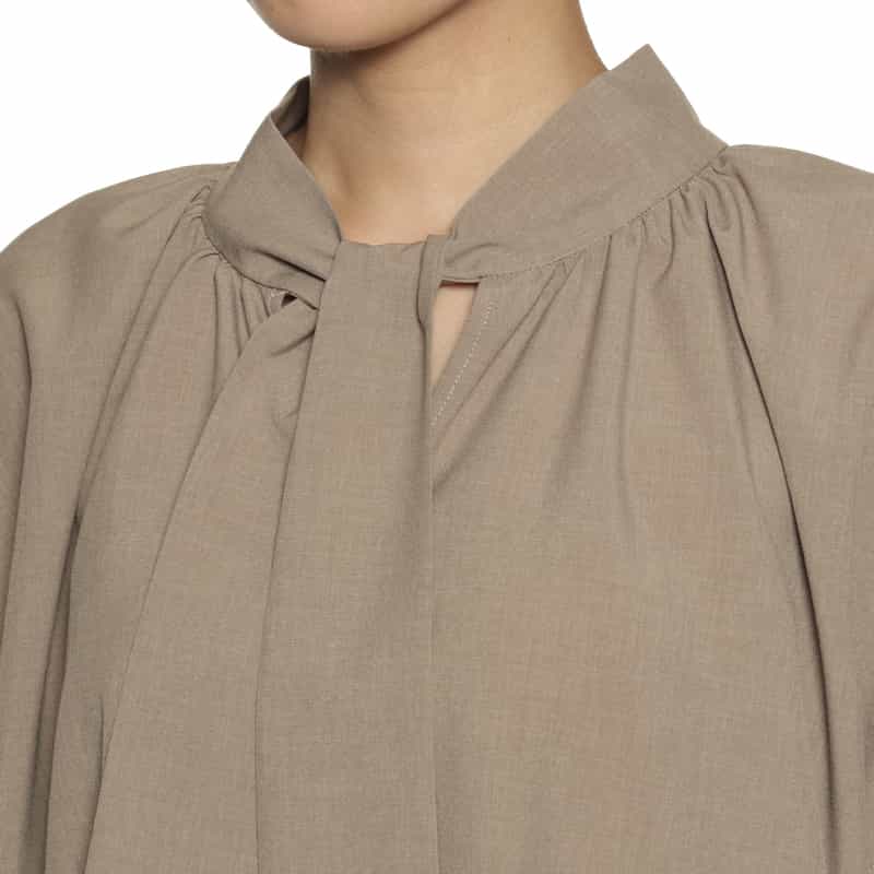 BARNEYS NEW YORK ウォッシャブル ボウタイドレス BEIGE