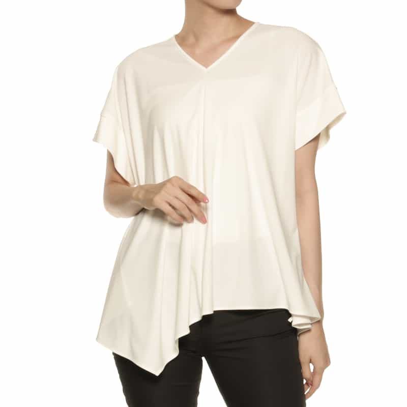 BARNEYS NEW YORK ウォッシャブル アシンメトリーブラウス WHITE