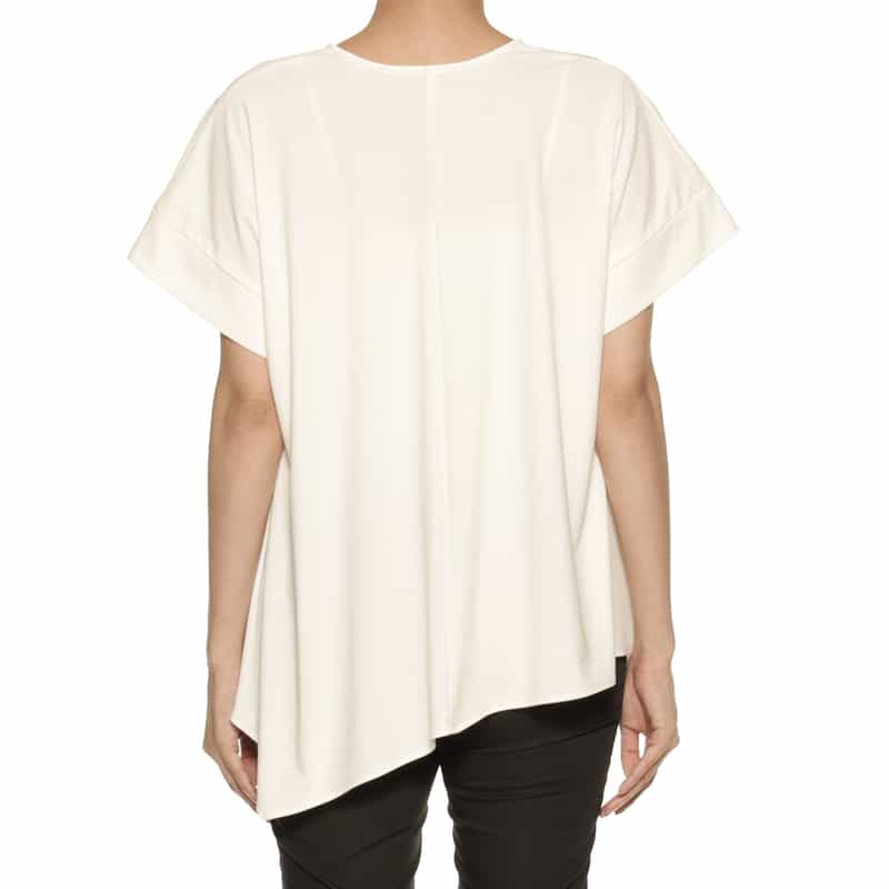 BARNEYS NEW YORK ウォッシャブル アシンメトリーブラウス WHITE