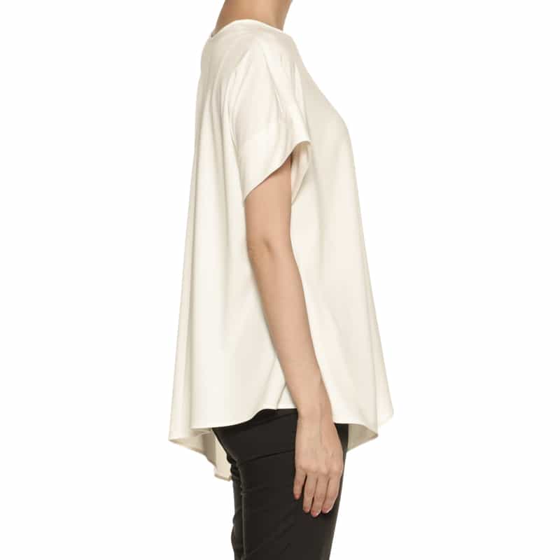 BARNEYS NEW YORK ウォッシャブル アシンメトリーブラウス WHITE