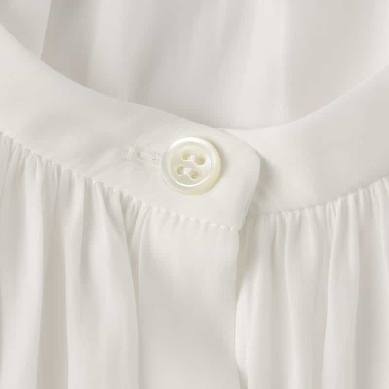 BARNEYS NEW YORK ウォッシャブル ギャザースリーブブラウス WHITE