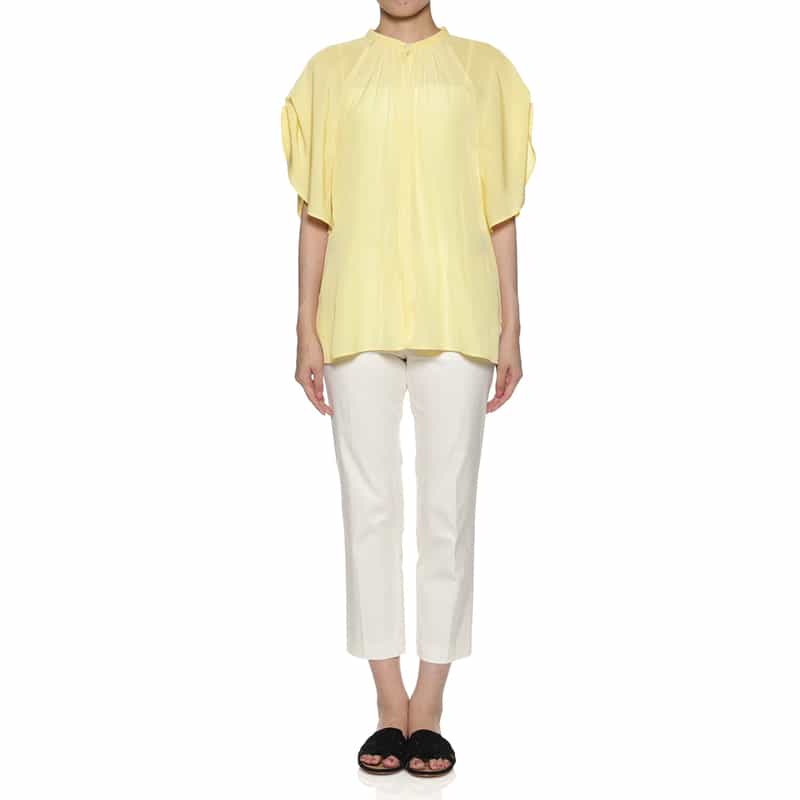 BARNEYS NEW YORK ウォッシャブル ギャザースリーブブラウス YELLOW