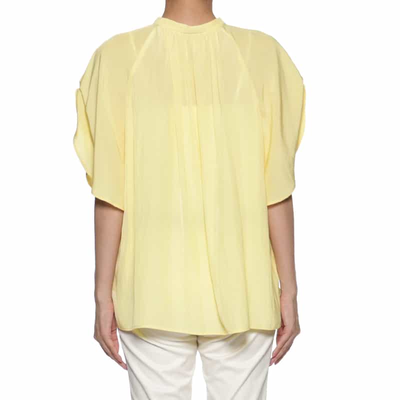 BARNEYS NEW YORK ウォッシャブル ギャザースリーブブラウス YELLOW