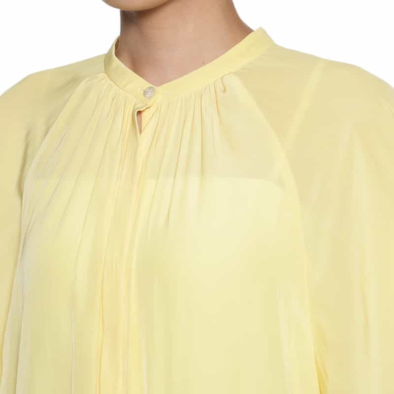 BARNEYS NEW YORK ウォッシャブル ギャザースリーブブラウス YELLOW