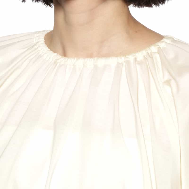 BARNEYS NEW YORK ウォッシャブル ギャザーカットソー WHITE