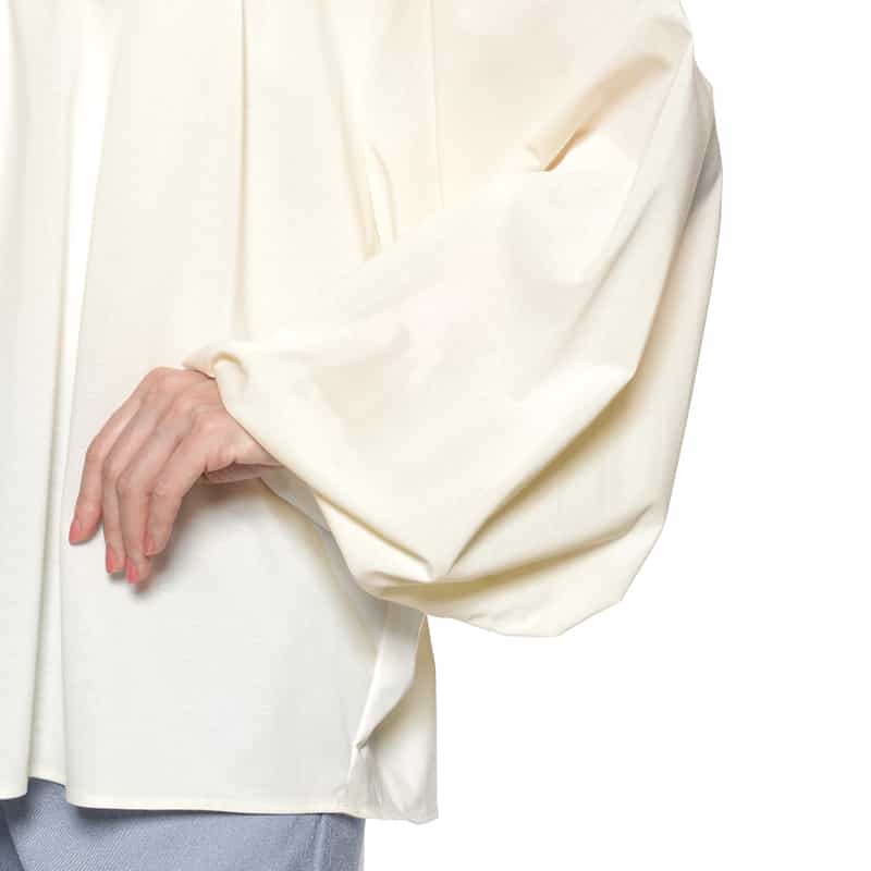 BARNEYS NEW YORK ウォッシャブル ギャザーカットソー WHITE