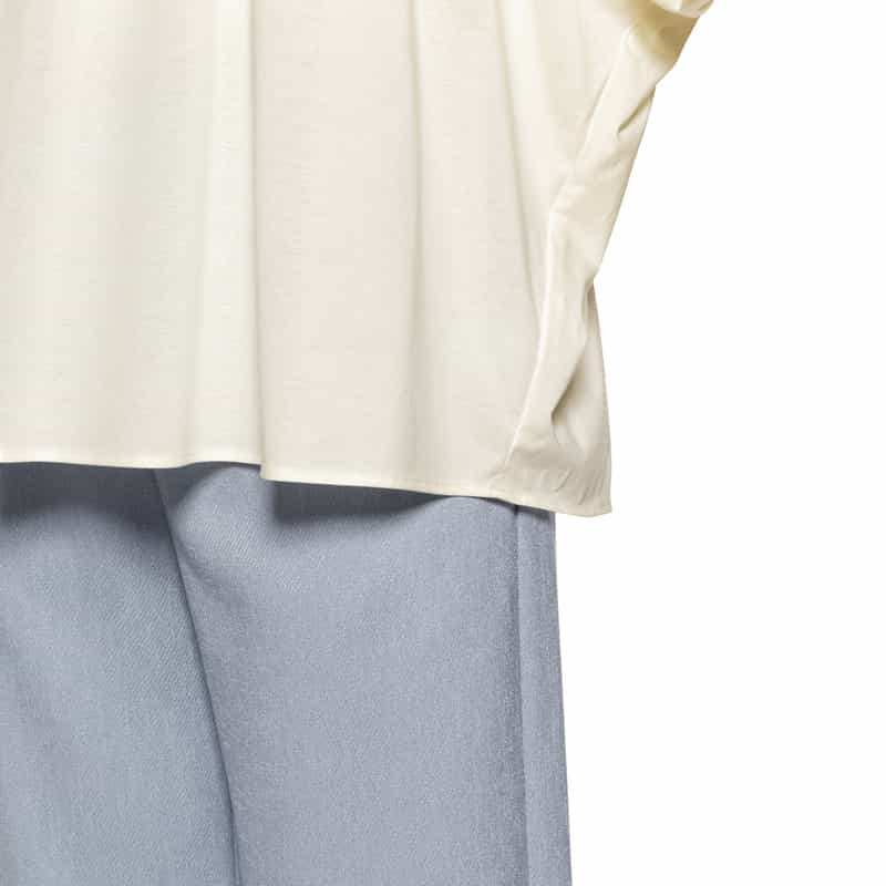 BARNEYS NEW YORK ウォッシャブル ギャザーカットソー WHITE