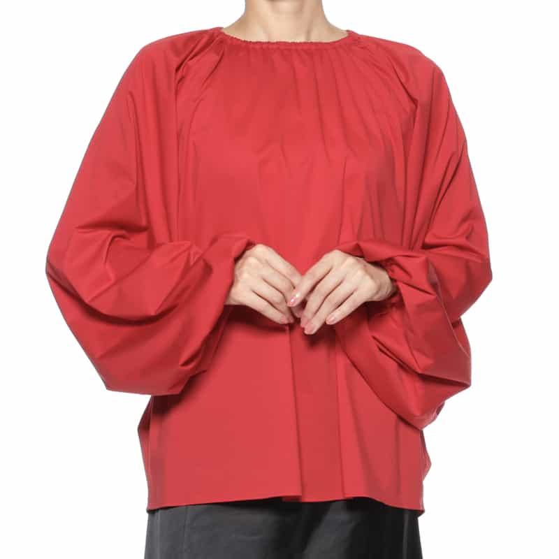 BARNEYS NEW YORK ウォッシャブル ギャザーカットソー RED