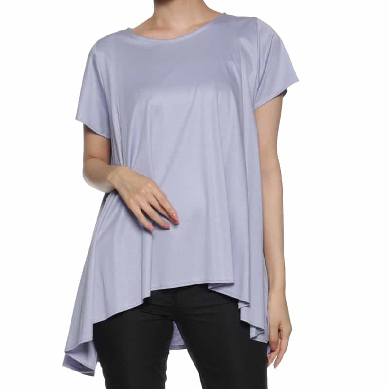 BARNEYS NEW YORK ウォッシャブル バッグギャザー アシンメトリーカットソー LIGHT BLUE