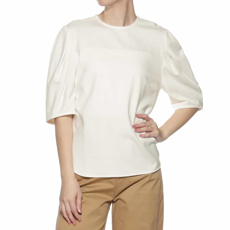 BARNEYS NEW YORK ウォッシャブル バルーンスリーブカットソー WHITE
