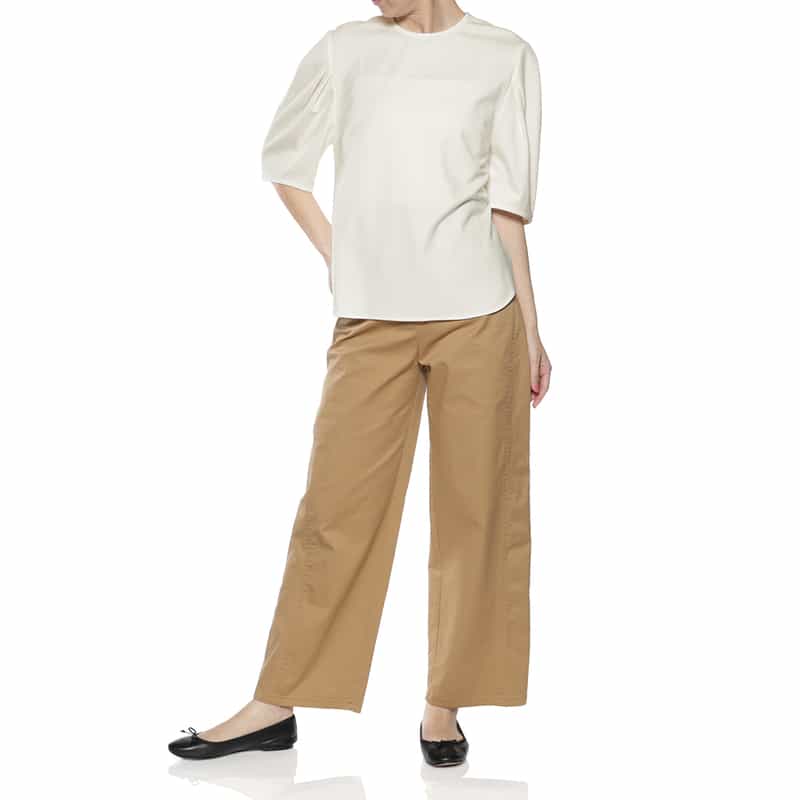 BARNEYS NEW YORK ウォッシャブル バルーンスリーブカットソー WHITE