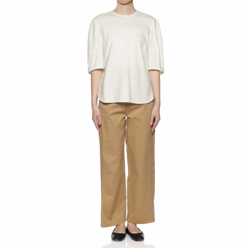 BARNEYS NEW YORK ウォッシャブル バルーンスリーブカットソー WHITE