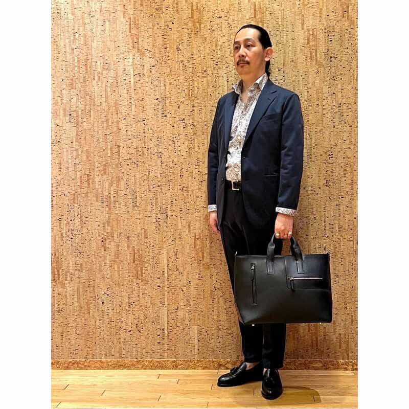 BARNEYS NEW YORK セットアップ マイクロ千鳥柄ジャケット NAVY