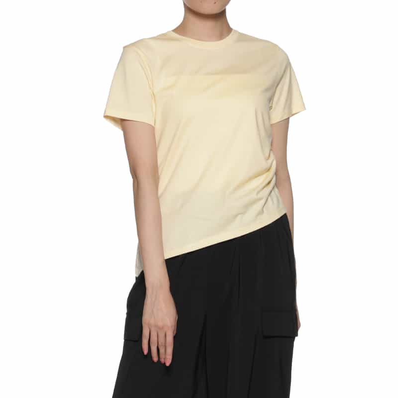 BARNEYS NEW YORK ウォッシャブル サイドギャザーアシンメトリーカットソー YELLOW