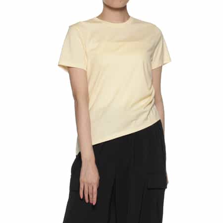 ウォッシャブル サイドギャザーアシンメトリーカットソー