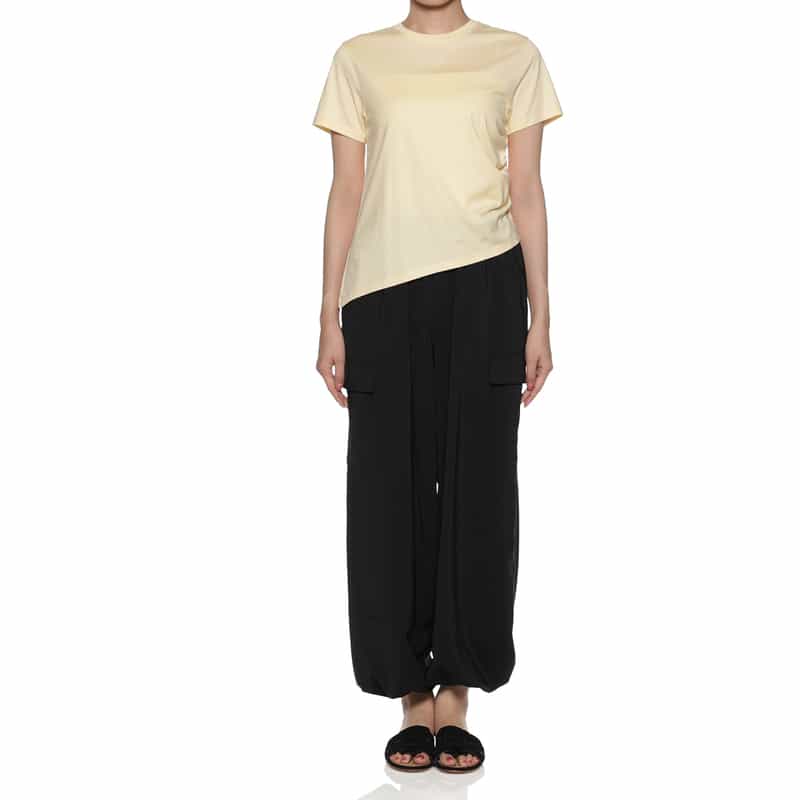 BARNEYS NEW YORK ウォッシャブル サイドギャザーアシンメトリーカットソー YELLOW