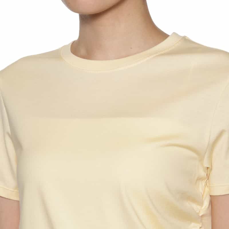 BARNEYS NEW YORK ウォッシャブル サイドギャザーアシンメトリーカットソー YELLOW