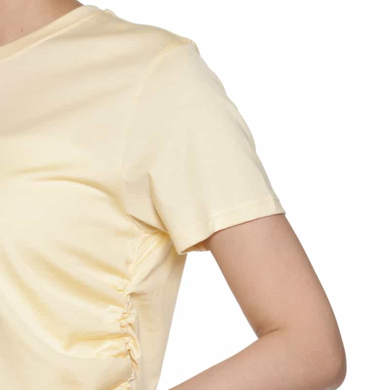 BARNEYS NEW YORK ウォッシャブル サイドギャザーアシンメトリーカットソー YELLOW