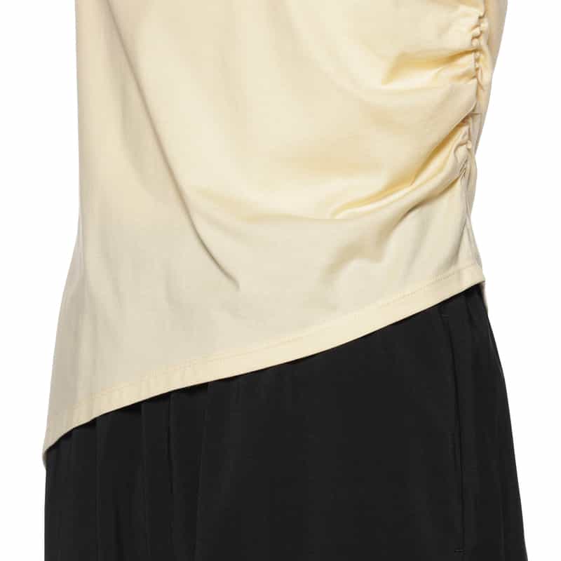 BARNEYS NEW YORK ウォッシャブル サイドギャザーアシンメトリーカットソー YELLOW