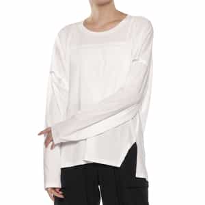 ウォッシャブル サイドスリット入りロングスリーブカットソー