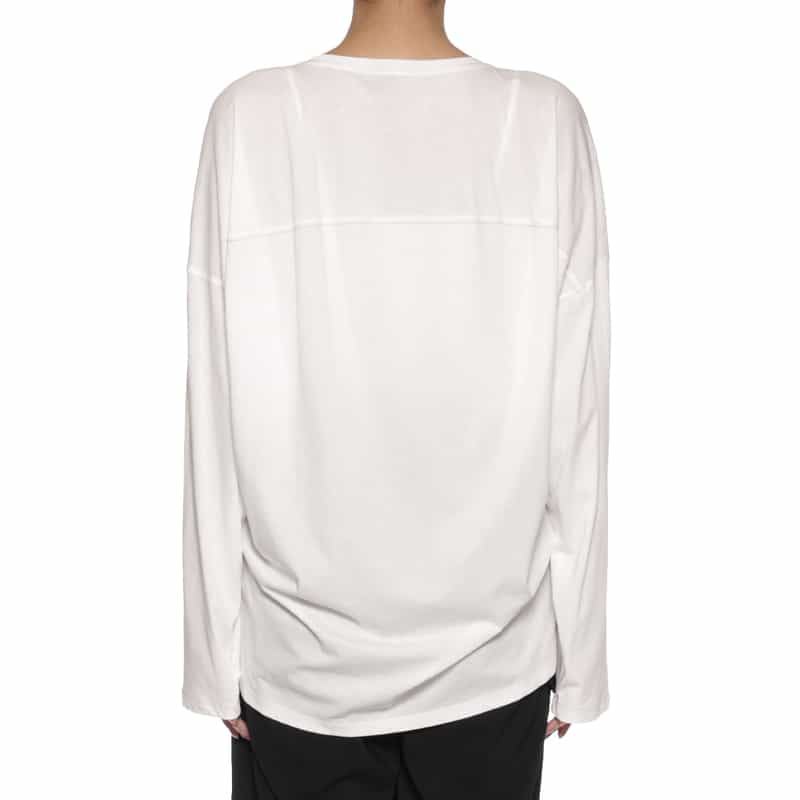 BARNEYS NEW YORK ウォッシャブル サイドスリット入りロングスリーブカットソー WHITE