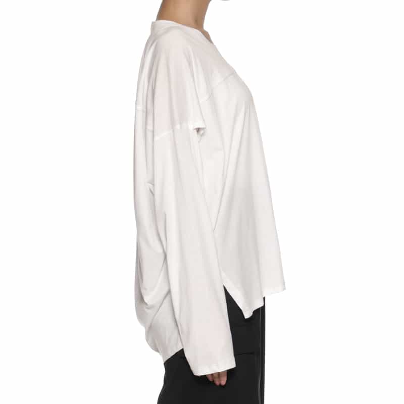 BARNEYS NEW YORK ウォッシャブル サイドスリット入りロングスリーブカットソー WHITE