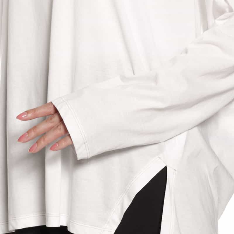 BARNEYS NEW YORK ウォッシャブル サイドスリット入りロングスリーブカットソー WHITE