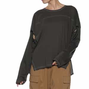 ウォッシャブル サイドスリット入りロングスリーブカットソー