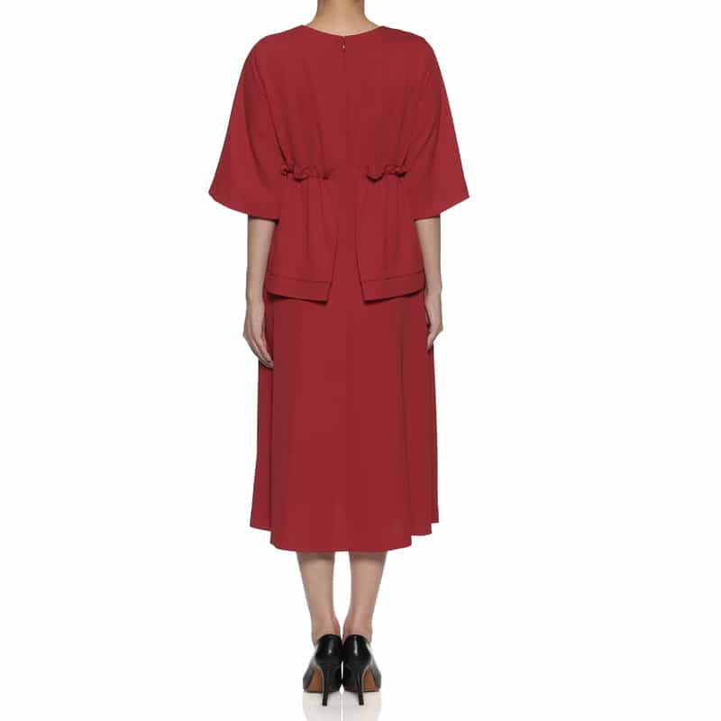 BARNEYS NEW YORK ウォッシャブル フリル付きドレス RED