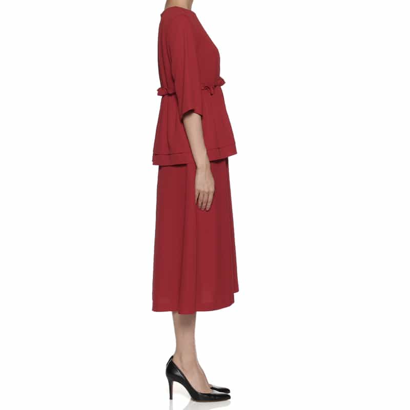 BARNEYS NEW YORK ウォッシャブル フリル付きドレス RED