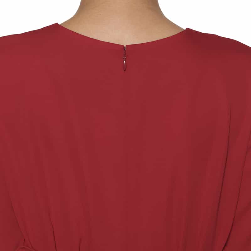 BARNEYS NEW YORK ウォッシャブル フリル付きドレス RED